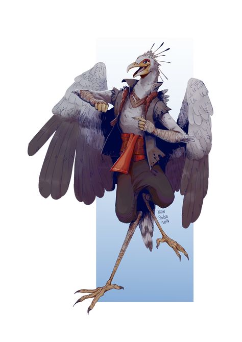 Goose Aarakocra, Aracokra Art, Seagull Aarakocra, Aarocockra Dnd, Aracokra Dnd Art, Peacock Aarakocra, Aarakocra Bard, Humblewood Character, Dream Realm