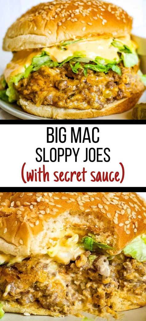 If you’re a fan of Big Macs and sloppy joes you are going to love this fun mash-up of the famous McDonald’s fast food burger and the nostalgic sloppy Joe. Our Big Mac Sloppy Joe recipe is packed with flavor and perfect for an easy dinner the whole family will love. Sloppy Joe Without Bun, Fancy Sloppy Joe Recipe, French Onion Sloppy Joes, Sloppy Joe Variations, Big Mac Sloppy Joes Recipe, Unique Sloppy Joe Recipes, Sloppy Ottos, Burger Sloppy Joes, Big Mac Sloppy Joe Recipe