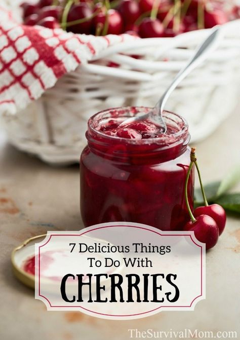 7 Delicious Things to Do With Cherries via The Survival Mom -- This list of delicious things to do with cherries will keep you busy enjoying the popular luscious fruit throughout its growing season. #canning #cherries #jelly #chutney #cherryrecipes #foodstorage Bing Cherries Recipes, What To Make With Cherries, What To Do With Cherries, Canning Cherries, Cherry Stuff, Fruit Treats, Preserving Vegetables, Cherry Pie Recipe, Cherry Preserves