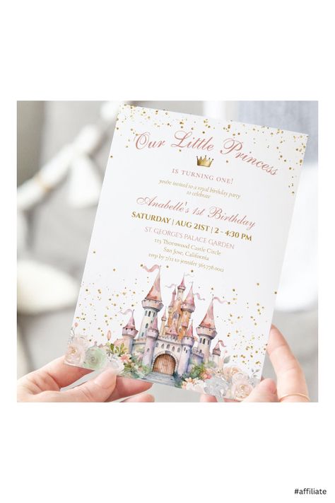 Royal Princess Birthday, Royal Birthday Party, 1st Birthday Princess, Fairytale Birthday, Princess First Birthday, Princess Theme Birthday, Princess Birthday Invitations, Princess Invitations, Baby Girl Toddler