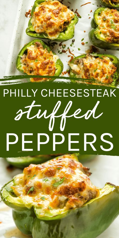 This Philly Cheesesteak Stuffed Peppers recipe is an easy healthy meal idea that's high in protein, low carb and keto-friendly with only 14 net carbs per serving. Made with steak, mushrooms, onions, and cheese, it's the perfect low carb way to enjoy the flavour of Philly Cheesesteak! Recipe from thebusybaker.ca! #phillycheesesteak #keto #steak #lowcarb #stuffedpeppers #lowcarbstuffedpeppers #easystuffedpeppers #lowcarbmeal #phillycheesesteakstuffedpeppers #stuffedpeppersrecipe #phillycheesesteakrecipe #ketomeal #ketodinner #ketorecipe via @busybakerblog Sassy Sandwiches, Philly Cheese Steak Stuffed Peppers, Philly Cheesesteak Recipe, Philly Cheesesteak Stuffed Peppers, Steak Mushrooms, Keto Steak, Low Carb Stuffed Peppers, Cheesesteak Stuffed Peppers, Flexitarian Recipes