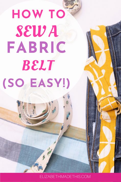 Need a quick and easy sewing project that'll use up your scraps and make a great simple gift to sew? Learn how to make a fabric belt with this easy sewing tutorial. #learntosew #easysewing #beginnersewing Make A Belt, Diy Belt For Dresses, Fashion Design Classes, Sewing Projects Clothes, Lace Bracelet, Sewing School, Cloth Belt, Custom Belt, Simple Gift