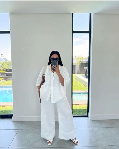 Ethereal Black Women Outfits, Two Piece Linen Outfit, White Linen Set Outfit, All White Outfit Aesthetic, Casual All White Outfit, Linen 2 Piece Outfit, White Outfit Aesthetic, White Linen Set, Linen Skirt Outfit