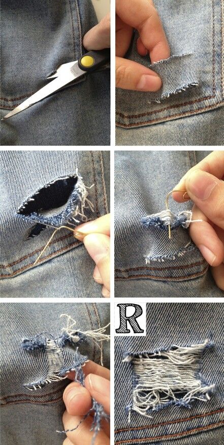 Ripped jeans Holes In Jeans, Diy Distressed Jeans, Jean Jacket Diy, Diy Ripped Jeans, Diy Denim Jacket, Jeans Trend, Diy Jeans, Diy Jacket, Torn Jeans