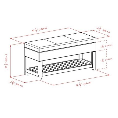 The Monza Storage Bench makes a great bedroom or hall bench. The padded seat is ultra comfortable, the perfect place to sit while getting dressed or putting on shoes. This bench meets your needs for both style and storage. The bench top is covered in luxurious PU faux leather with smooth top. The seat top with two locking hinge opens to a fully lined storage area. Bottom wood shelf for shoe storage with area of 37.40" wide and 15.12" deep. The thick solid wood legs and slated shelf are finished Shoe Storage Dimensions, Chest Bench, Hall Bench, Shoe Shelves, Shoe Shelf, Shoe Bench, Wood Shelf, Storage Area, Getting Dressed