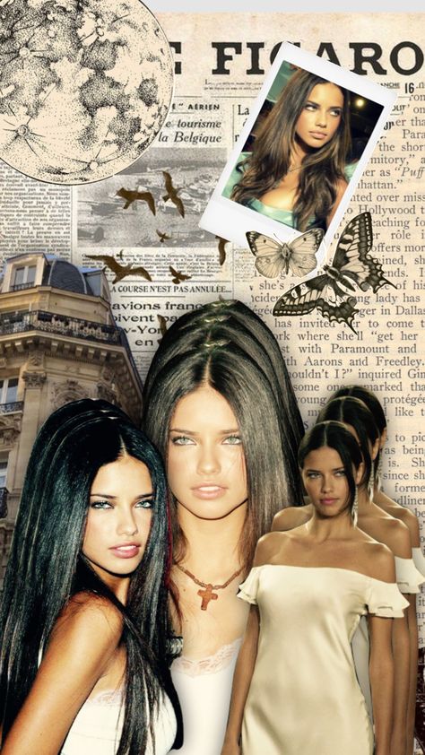 Adriana Lima Collage, Adriana Lima Wallpaper Iphone, Adriana Lima Aesthetic Wallpaper, Model Collage, Adriana Lima Wallpaper, Viktoria Secret, Vintage Moodboard, Adriana Lima Style, 2000s Girl