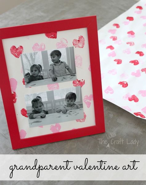 Valentine's Arts & Crafts - a Valentine for Grandparents Valentine For Grandparents, Valentines Picture Crafts For Kids, Valentine’s Day Parent Gift, Valentine Gifts For Parents From Kids Art Projects, Grandparents Day Keepsake Crafts, Valentine Photo Craft, Grandma Valentines Day Gift, Valentines Gifts For Grandparents, Valentines For Grandparents