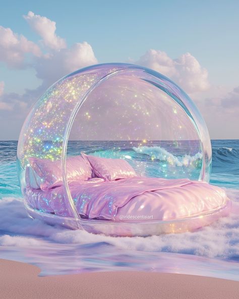 If you need me, don't. #IridescentAIArt #IridescentArt #Iridescent #Ocean #Bed #Aesthetic #Mood #Vibes Iridescent Photoshoot, Chloecore Aesthetic, Ocean Bed, Cute Backrounds, Bed Aesthetic, Dream Bedroom Inspiration, Wonderland Artwork, Sagittarius Moon, Rainbow Unicorn Party