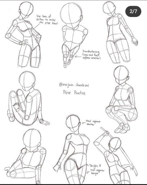 55 Sketches of mannequin figures in various poses for pose practice exercises, with annotations and tips for improving figure drawing. | Sky Rye Design Drawing Anime Bodies, Human Body Drawing, Anime Body, Body Drawing Tutorial, Human Drawing, Anime Body Drawing, Art Tools Drawing, Sketches Tutorial, Easy Drawings Sketches