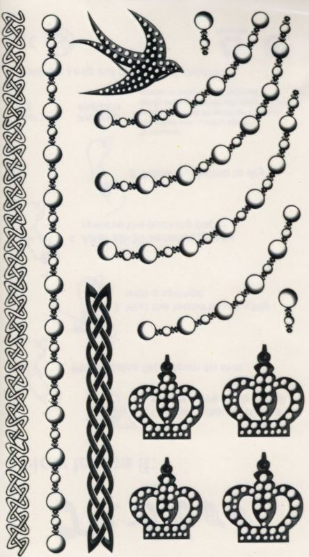 Armband Neck Wrist Finger Temporary Tattoo Sheet Sexy Crown Bird Necklace | eBay Rosary Bead Tattoo, Mom Dad Tattoo Designs, Wrist Bracelet Tattoo, Earthy Tattoos, Tattoo Design For Hand, Chain Tattoo, Ankle Bracelet Tattoo, King Horse, Necklace Tattoo