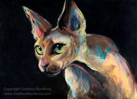 intense sphynx cat painting svetlana novikova C Cat Oil Painting, Cat Art Painting, Sphinx Cat, Kitten Art, Animal Portraits Art, Illustration Photo, Hairless Cat, Cat Wall Art, Cat Posters