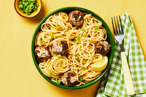 Share me on Pinterest Creamy Tuscan Spaghetti And Meatballs, Hello Fresh Meatballs, Spaghetti Meatballs Recipe, Tuscan Spaghetti, Spaghetti Meatball Recipes, Chicken Bruschetta Recipe, Creamy Spaghetti, Savory Meatballs, Delicious Spaghetti