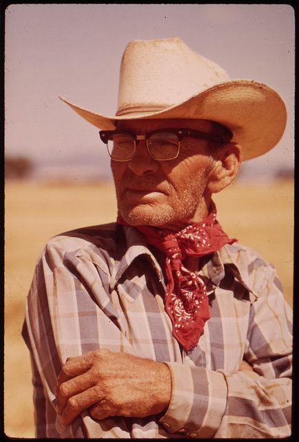 Owner Harlar Prine looking over his wheat field on the edge of the Colorado River in the Palo Verde Valley, May 1972 by The U.S. National Archives, via Flickr Cowboy Portrait, Cowboy Photography, Kodak Photos, Cowboy Wedding, Western Vintage, Still Picture, Retro Film, Wheat Field, Print Photography