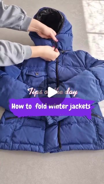 wellnesswiseways on April 7, 2024: "Spring cleaning mode!! 🌸 Time to master the art of folding winter jackets and making space for sunny days ahead. 🧥☀️

Follow us for more...". How To Fold Puffer Jacket, Winter Coat Storage Ideas, How To Store Winter Clothes, Winter Clothes Storage Ideas, Tiny House Organization Hacks, Winter Clothes Storage, Jacket Storage, Tiny House Organization, Spring Organization