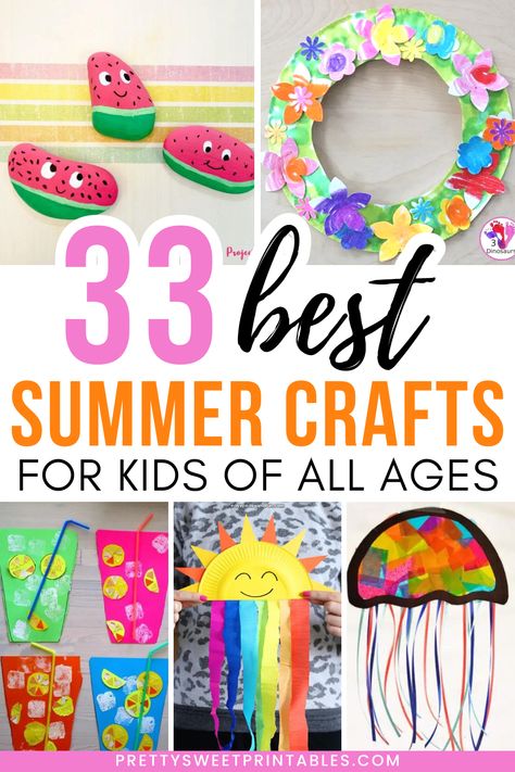 summer crafts for kids Summer Preschool Crafts, Summer Arts And Crafts, Summertime Crafts, Fun Summer Crafts, Summer Camp Crafts, Summer Fun For Kids, Summer Crafts For Kids, I'm Bored, Crafts For Kids To Make