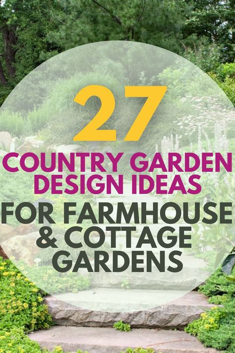 Planning to convert your yard into a country, farmhouse, or cottage garden? Or are you just looking for inspiration on this particular aesthetic? Look no further because here is the list of country garden ideas that you should try. #farmhousegarden #countrygarden #cottagegarden #gardenideas Country Home Yard Ideas, Country Garden Design Layout, Farmhouse Front Garden Ideas, Front Yard Landscaping Country Style, Small Farmhouse Garden Ideas, Country Front Garden Ideas, Cottage Style Backyard Landscaping, Farmhouse Flower Garden, Backyard Country Landscaping