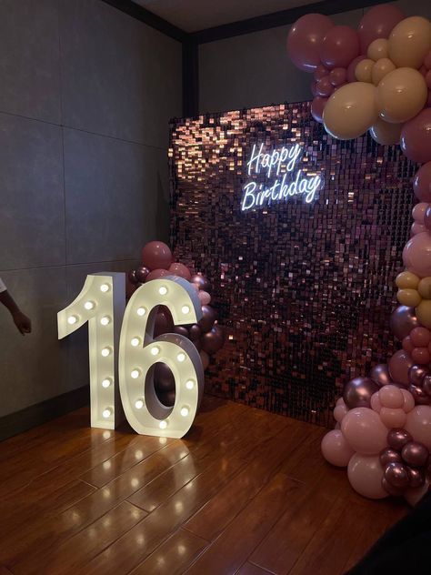 Sweet 16 Picture Backdrop, Sweet 16 Decorations Rose Gold, Sweet 16 Backdrop Ideas, Prom Photo Booth, Sweet 16 Backdrop, Sweet 16 Party Themes, Sweet 16 Photos, Sweet 16 Decorations, Birthday Photo Booths