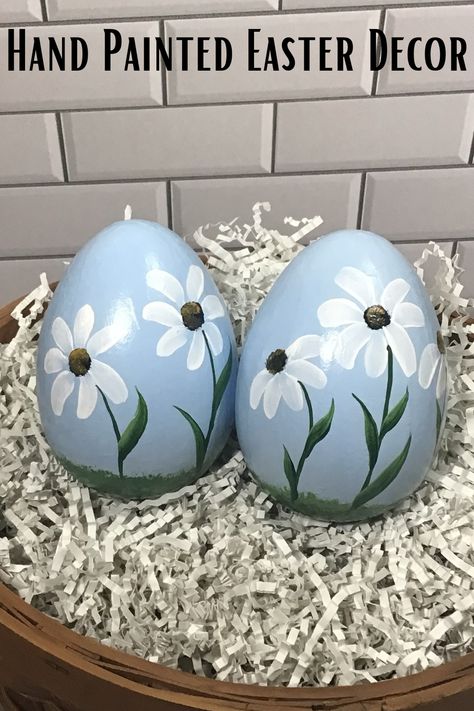 These Large hand painted Easter eggs would make nice basket fillers. These and other styles are now available in my Etsy shop Painting Eggs Ideas Simple, Ceramic Egg Painting Ideas, Painted Wooden Eggs Easter Ideas, Paint Wooden Eggs, Easter Egg Painting Ideas Simple, Easy Egg Painting Ideas, Easter Egg Painting Ideas, Egg Painting Ideas, Painted Eggs Easter