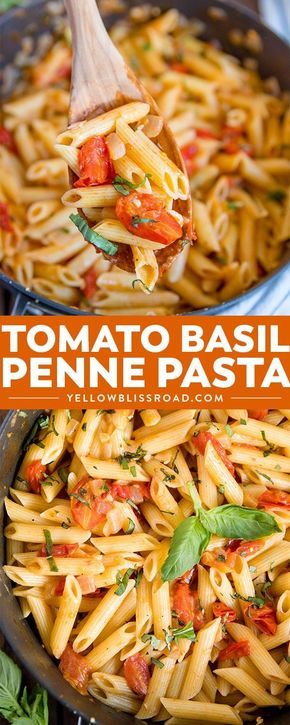 Easy Penne Pasta Recipes, Grape Tomato Recipes, Pasta Recipes For Lunch, Basil Pasta Recipes, Recipe For Lunch, Penne Pasta Recipes, Pasta Penne, Tomato Basil Pasta, Basil Recipes