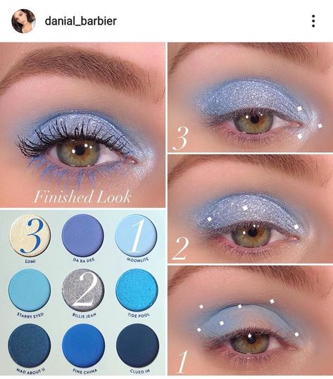 Moon Eyeshadow, Blue Eyeshadow Tutorial, Blue Eyeshadow Looks, Colourpop Eyeshadow, Eye Makeup Steps, Beautiful Eye Makeup, Eye Looks, Simple Eye Makeup, Top Makeup Products