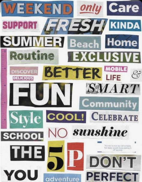 Letras Cool, Rope Shelf, Shelf Book, Free Collage, Word Collage, Scrapbook Printing, Magazine Collage, Stickers Design, Summer Scrapbook