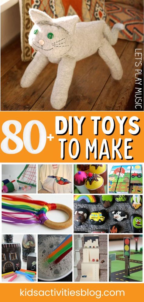 80+ DIY Toys to Make. Don’t spend a ton of money on toys when you can make toys for kids. Toy making crafts are so fun and there are easy homemade toy ideas from baby toys, STEM toys, pretend play toys and more fun toys for kids! We’ve gathered the best DIY toys we could find. Boy Toys To Make, Wooden Toys To Make For Kids, Make Sensory Toys, Making Toys From Recycled Materials, Old Fabric Ideas, Easy Handicrafts For Kids, Handmade Wooden Toys Diy, Home Made Toys For Toddlers, Making Toys For Kids Diy Ideas