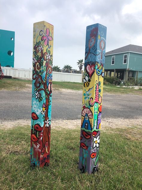 Custom Memory Garden Pole. Special Order - Etsy Memory Garden, Peace Pole, Garden Totem, Art Pole, Garden Mural, Painted Post, Garden Poles, Garden Totems, Garden Posts