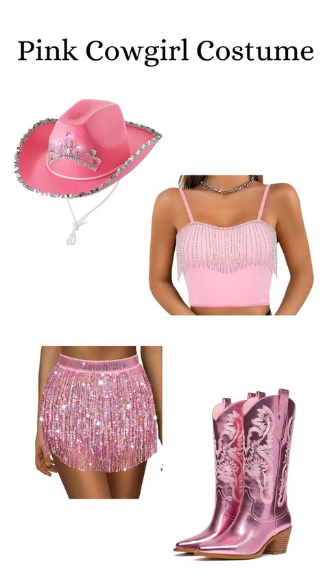 Pink Cowgirl Costume Halloween, Pink Cowgirl Costume, Cowgirl Costume Halloween, Cowgirl Bachelorette Party Outfits, Cowgirl Outfits Party, Cowgirl Outfits Halloween, Cowgirl Bachelorette Parties, Cowgirl Bachelorette, Bachelorette Party Outfit