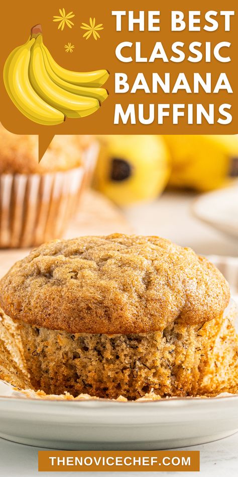 Super Easy Banana Muffins, Moist Banana Muffins Sour Cream, Banana Muffins 3 Bananas, Banana Muffins With Olive Oil, 4 Banana Muffin Recipe, Basic Banana Muffins, Banana Muffins Made With Oil, Soft Banana Muffins, Best Banana Muffins Moist