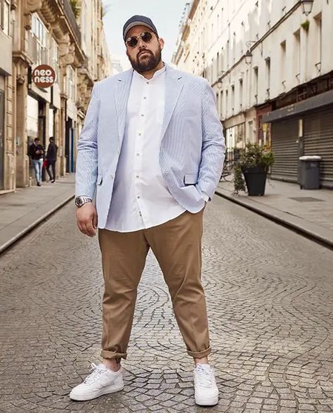 Embrace 2024's Top 20 Plus Size Men's Fashion: Bold Styles & Comfort-Fit Clothing Big Men Fashion Plus Size Mens Clothing Styles, Big Guy Outfits Mens Fashion, Big Man Style Outfits, Husky Mens Fashion Big Guys Style, Styles For Big Men, Big Guy Fashion Casual, Men Plus Size Outfits, Big Men Outfits, Fat Man Fashion