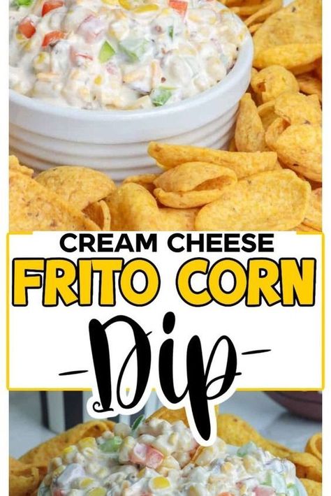 This Frito corn dip with cream cheese is a delicious and creamy appetizer that is perfect for parties, potlucks, game day or any gathering where you want to impress your guests with a tasty snack. Frito Corn Dip, Corn Dip With Fritos, Cold Corn Dip, Corn Dip With Cream Cheese, Dip With Cream Cheese, Corn Dip, Game Day, Appetizer, Cream Cheese