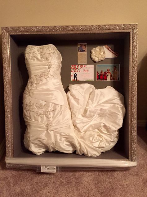 Preserve and display your wedding dress in a shadow box - what a neat idea! Wedding Dress Shadow Box, Wedding Dress Frame, Wedding Dress Storage Box, Wedding Dress Display, Wedding Dress Storage, Dress Storage, Dress Preservation, Wedding Gown Preservation, Wedding Dress Preservation