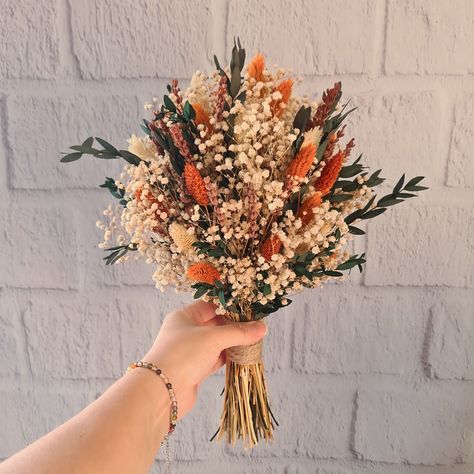 Orange Dried Flower Wedding Bouquet,rustic Bouquet Arrangement,wildflowers Bouquet,wedding Bridal Set,fall Winter Bridal Bouquet - Etsy Fall Small Bouquet, Wedding Bouquets Fall Rustic, Vintage Wedding Bouquet Gatsby, Autumn Wedding Bouquet Rustic, Dry Bouquet Wedding, Rustic Fall Bouquet, Crocheted Wedding Bouquet, Fall Bouquet Ideas, Fall Wedding Bouquets September