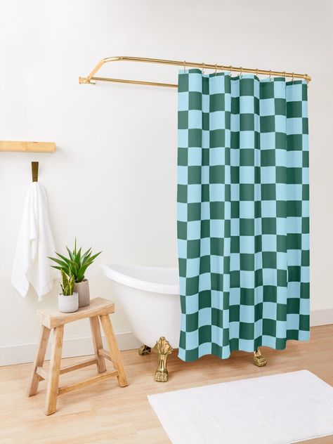 "Green and Blue Checkerboard Grid" Shower Curtain for Sale by OneThreeSix Curtains For Sale, Green And Blue, Shower Curtain, Gift Ideas, Curtains, Shower, For Sale, Green, Blue