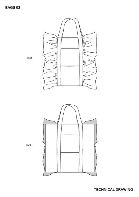 Ruffle Tote Bag Pattern, Ruffle Bag Diy, Ruffle Bag Pattern, Bag Technical Drawing, Tote Bag Drawing, Ruffle Bag, Ruffles Bag, Desain Tote Bag, Sac Tote Bag