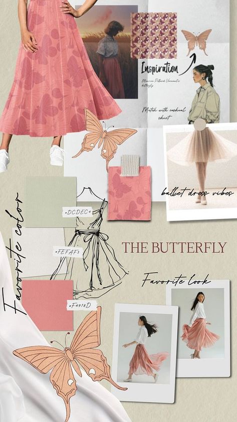 Butterfly fashion mood board mockup, customizable design | premium image by rawpixel.com / Benjamas Mood Board For Fashion Designers, Fashion Development Board, Fashion Mood Board Aesthetic, Fashion Mood Boards Layout, Butterfly Mood Board, Butterfly Inspired Fashion, Mood Board Color Palettes, Fashion Storyboard, Fashion Design Mood Board