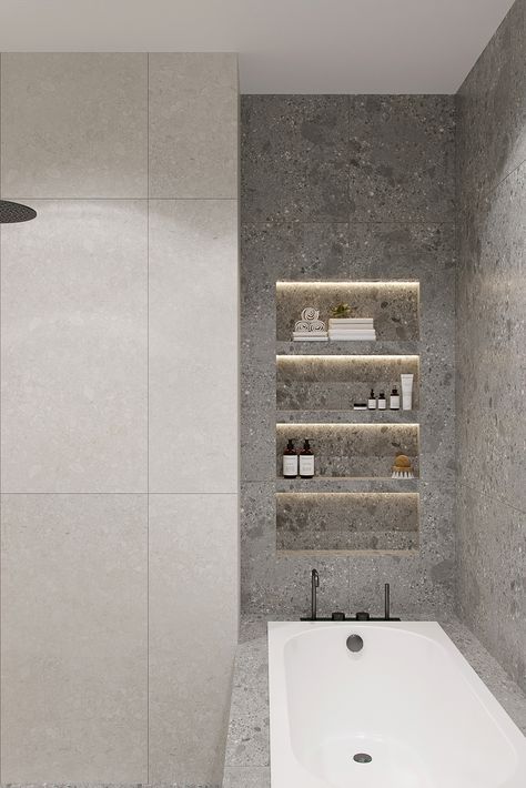 Bathroom Niche Design, Bathroom Niche Ideas, Tile Around Bathtub, Bathroom Behance, Bathtub Ideas, Bathroom Niche, Gross Things, Shower Over Bath, Bathtub Decor