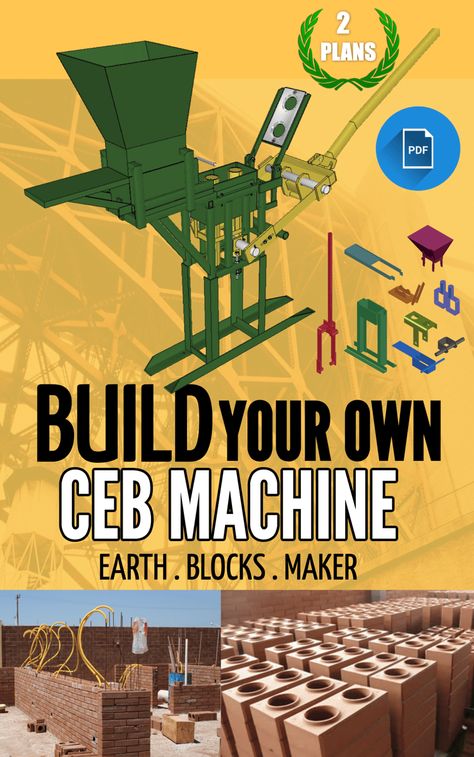 Build Your Own Compressed Earth Blocks Maker Machine Pavement Bricks, Interlocking Concrete Blocks, Homemade Machine, Masonry Blocks, Brick Making, Diy Techniques And Supplies, Clay House, Interlocking Bricks, Architecture Drawing Plan