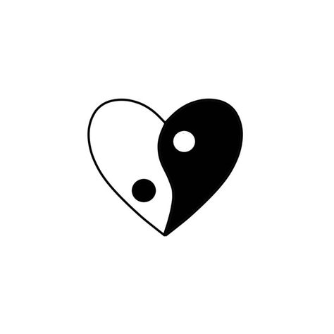 Mini Yin Yang Tattoo, Yin Yang Tattoo Design Unique, Heart Yin Yang Tattoo, Minimalist Ying Yang Tattoo, Ying Yang Heart Tattoo, Yin Yang Tattoos For Women, Yin Yang Heart Tattoo, Heart Flash Tattoo, Ying And Yang Tattoo