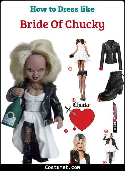 Bride of Chucky (Child’s Play) Costume for Cosplay & Halloween 2021 Chuckie Bride Costume, Black Bride Of Chucky Costume, Tiffany From Bride Of Chucky Costume, Bride Of Chunky Costume, Diy Chucky Bride Costume, Bride Of Chucky Diy Costume, Plus Size Bride Of Chucky Costume, Chuky And Chukys Bride, Diy Bride Of Chucky Costume Women