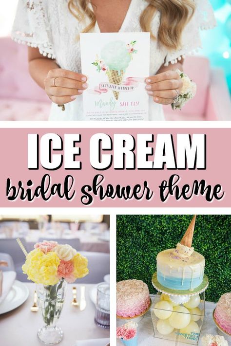 She Got Scooped Up Bridal Shower is a great way to show off the bride's love for ice cream. This shower included amazing cakes, desserts and decorations! Dessert Themed Bridal Shower Ideas, Scooped Up Bridal Shower Theme Favors, Scooped Up Bachelorette, She Got Scooped Up, He Scooped Her Up Bridal, Scooped Up Bridal Shower Theme Food, Bridal Shower Scooped Up Theme, Bridal Shower Ice Cream Theme, She Got Scooped Up Bridal Shower Theme