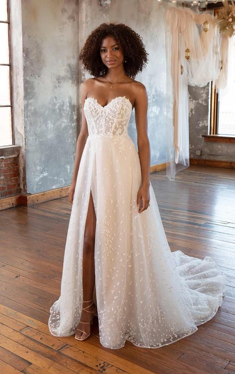 Sparkling Boho A-Line Wedding Dress with Strapless Sweetheart Neckline Ivory Bride, Boho Wedding Gowns, Something Blue Bridal, Ivory Gown, All Who Wander, Strapless Sweetheart Neckline, Designer Wedding Gowns, Wedding Boho, A Line Wedding Dress