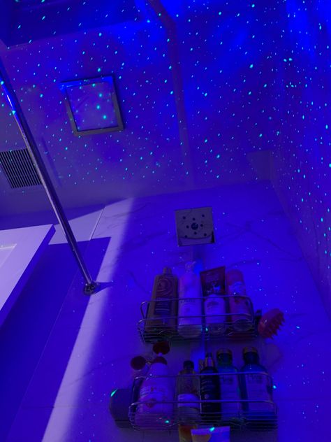 Cool Bathroom Led Lights, Cool Bathrooms With Led Lights, Bathrooms With Led Lights, Led Lights Shower Aesthetic, Led In Bathroom, Glow Spa Bathroom, Led Shower Aesthetic, Bathroom Ideas Led Lights, Led Bathroom Aesthetic