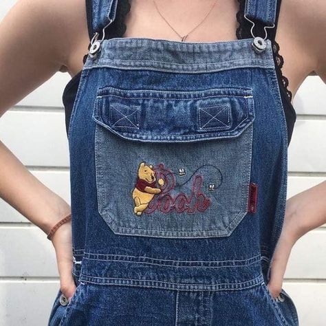 Winnie The Pooh Aesthetic, Pooh Aesthetic, Vintage Dungarees, Winnie The Pooh Vintage, Disney Themed Outfits, Cute Disney Outfits, Disneyland Outfits, Denim Dungarees, Disney Winnie The Pooh