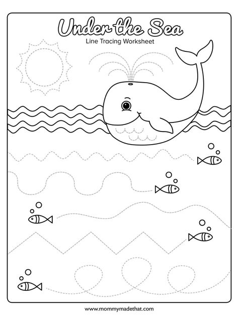 Preschool Ocean Activities Art, Ocean Animals Preschool Theme, Fine Motor Ocean Activities Preschool, Ocean Writing Activities Preschool, Ocean Tracing Preschool, Ocean Activity Preschool, Ocean Animals Worksheets Preschool, Ocean Themed Coloring Pages, Ocean Animal Worksheets Preschool