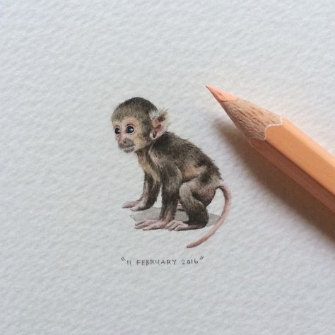 Monkey Drawing, African Tattoo, Monkey Tattoos, Petit Tattoo, Year Of The Monkey, Monkey Art, Cute Monkey, February 8, Baby Monkey