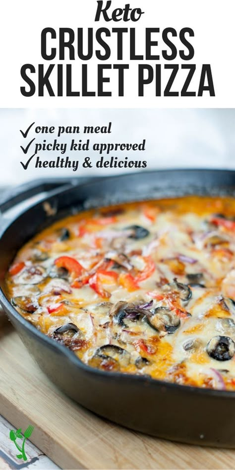 Crustless Pizza, Skillet Pizza, Gaps Diet, Low Carb Diets, Recetas Keto, Low Carb Pizza, Makanan Diet, Healthy Low Carb Recipes, Keto Recipes Dinner