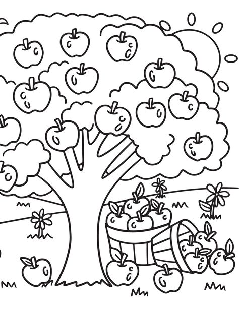 Fall Coloring Sheets, Tree Coloring, Preschool Fall, Fall Coloring, Fall Guys, Fruit Coloring Pages, Rainbow Canvas, Tree Coloring Page, Fall Tree