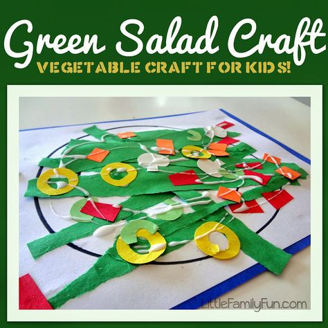 Green Salad Craft. Fun way to talk about eating healthy with kids! Preschool Healthy Eating, Healthy Food Activities, Vegetable Crafts, Body Preschool, Nutrition Activities, Food Activities, Sport Nutrition, Preschool Theme, Nutrition Education