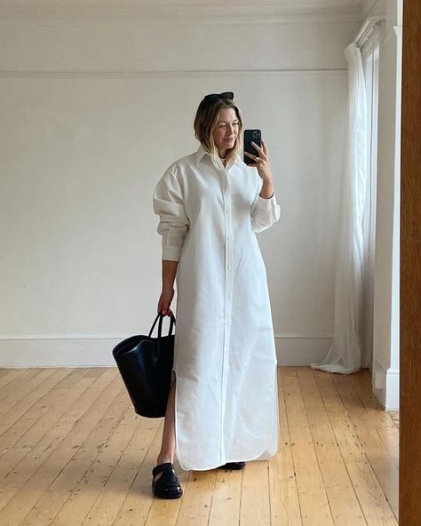 Minimalist Fashion: Your 16-Piece Pared-Back Capsule | Who What Wear UK 2024 Minimalist Fashion, Maxi Shirt Dress Outfit, Plus Size Minimalist Outfits, Alexis Foreman, Minimalist Dressing, Draped Silk Dress, 2024 Lookbook, Wrap Shirt Dress, Turtleneck Midi Dress